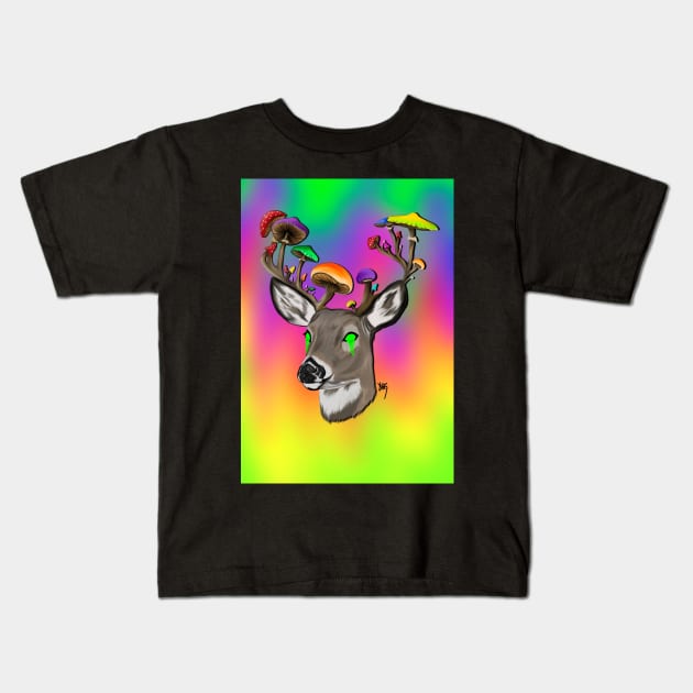 Trippy Deer color Kids T-Shirt by KayyArkham